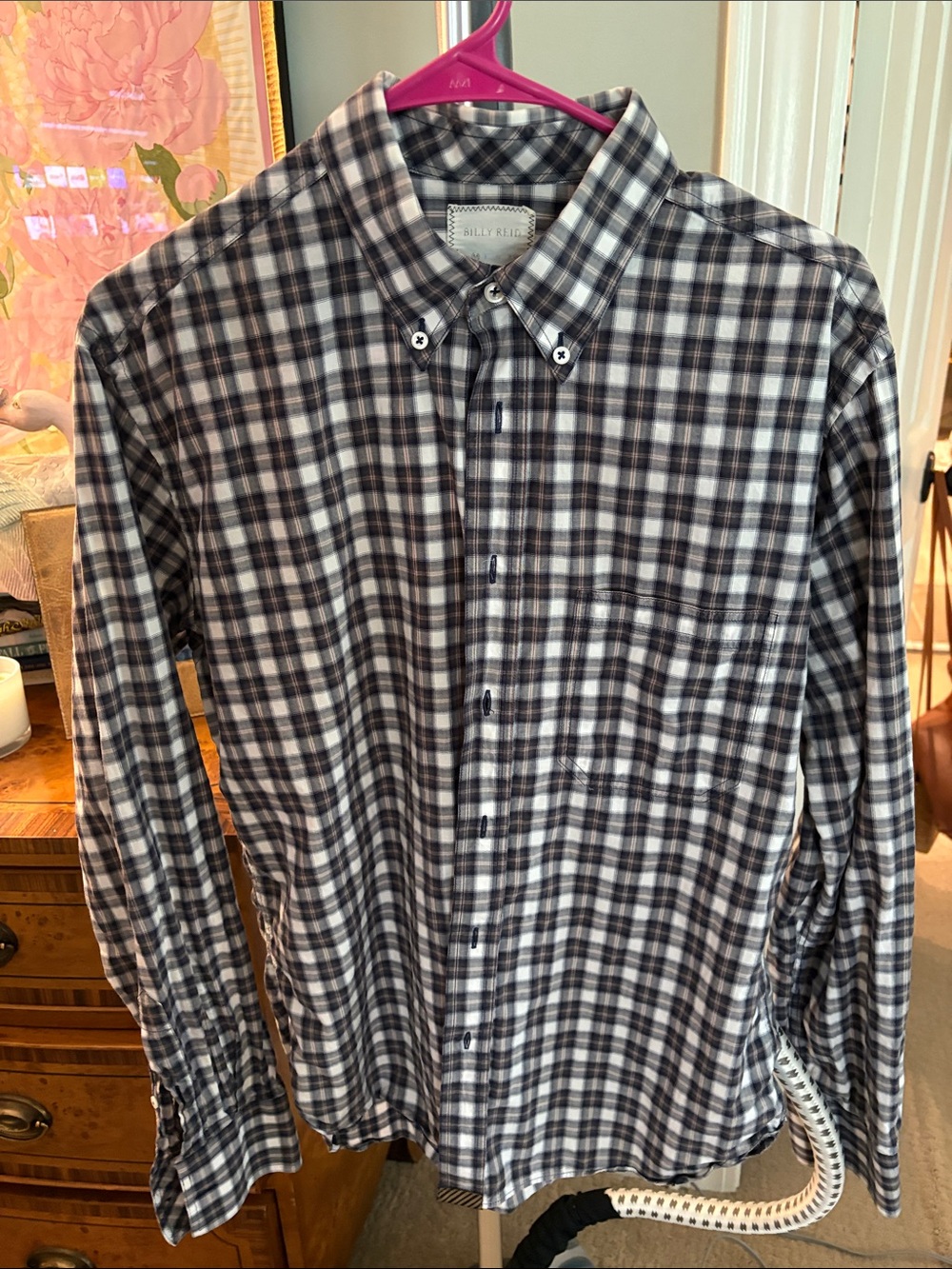 Billy Reid Black & White Plaid Button-Down Shirt